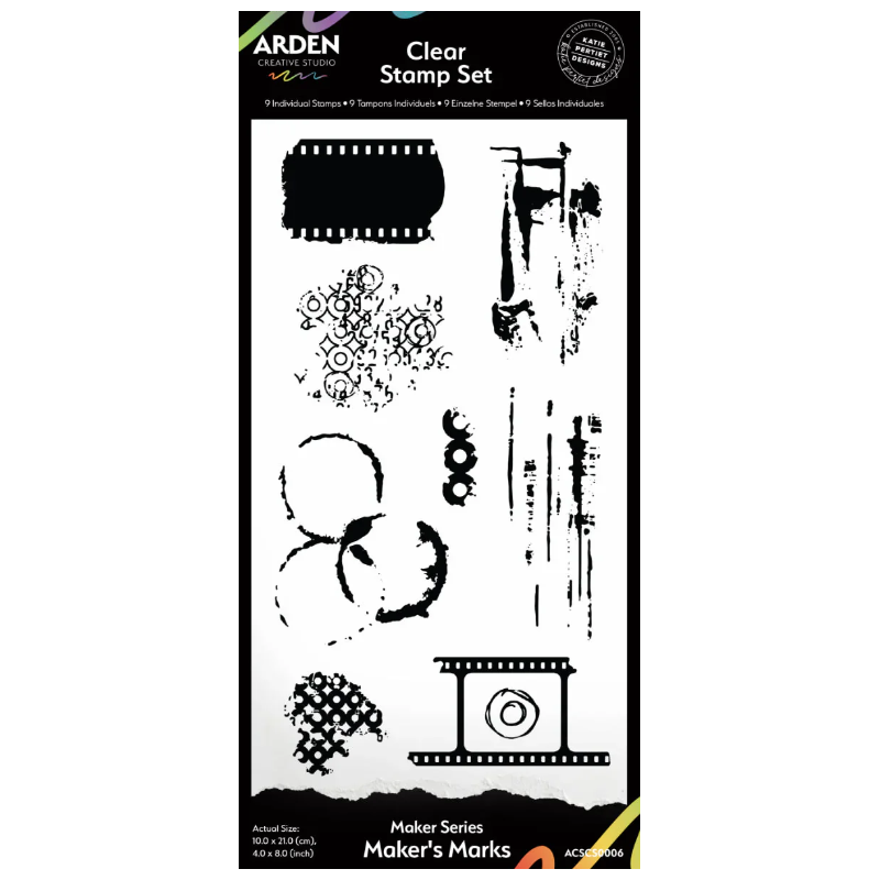 Arden Maker Series Maker's Marks 4x8in Clear Stamp Set