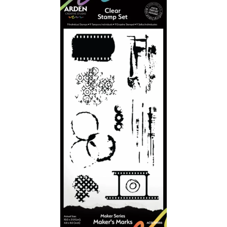 Arden Maker Series Maker's Marks 4x8in Clear Stamp Set