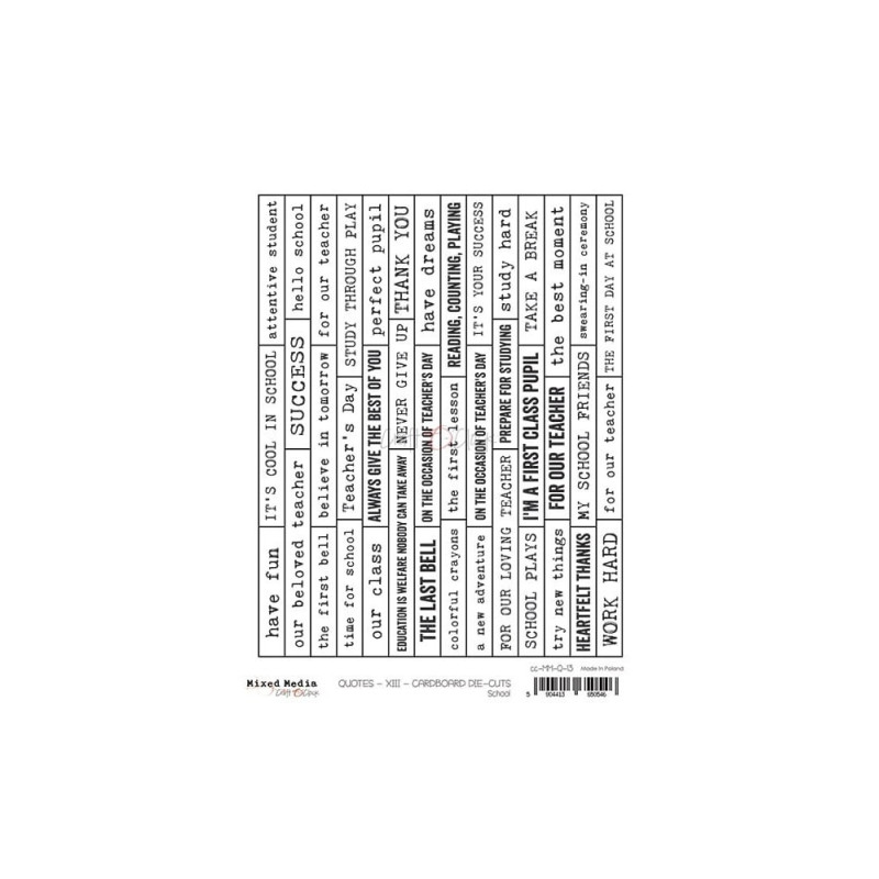 Craft O'clock Chipboard Die Cuts Quotes School