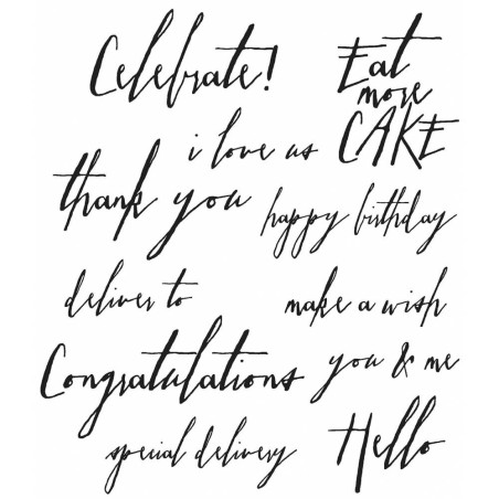 Ranger Tim Holtz Cling Stamps 7"X8.5" - Handwritten Sentiments