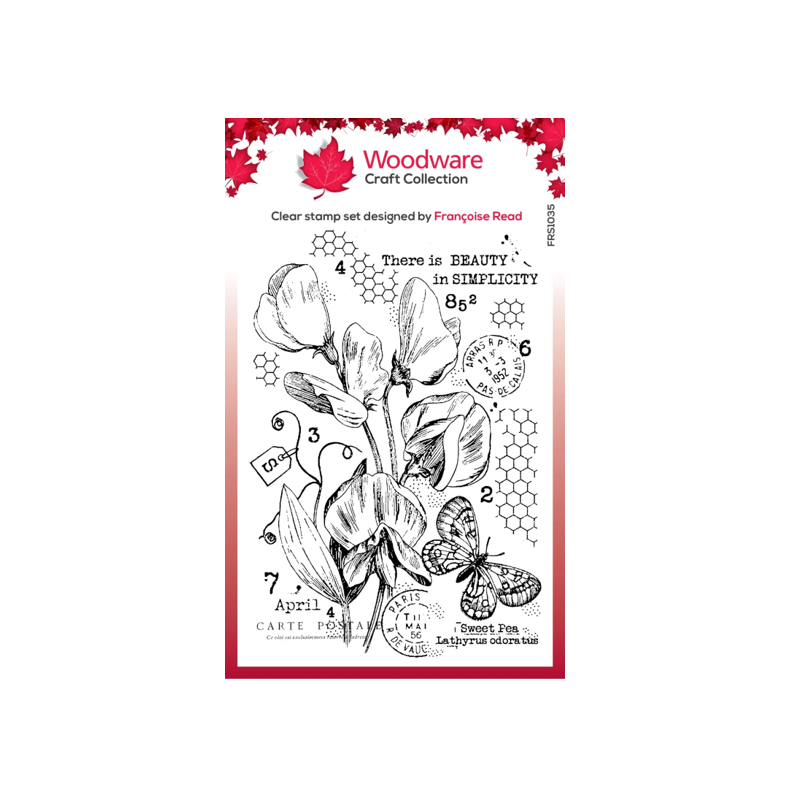 Woodware Clear Stamp Sweet Pea Postcards