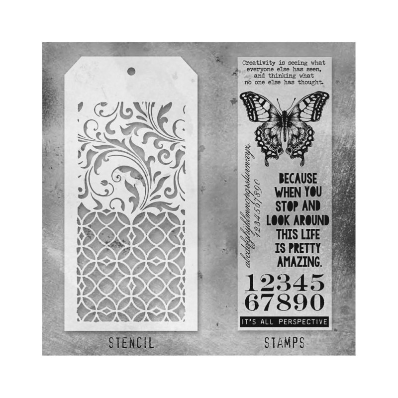 Tim Holtz Mixed-Media Stamps & Stencil Set 15
