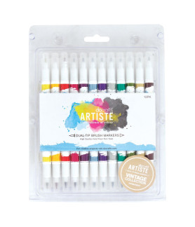 Artiste Dual Tip Brush Markers (12 Pack) - Vintage