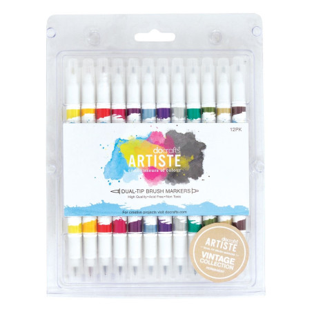 Artiste Dual Tip Brush Markers (12 Pack) - Vintage
