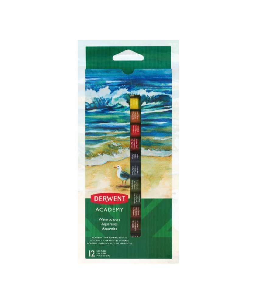 DERWENT ACADEMY WATERCOLOUR PAINT SET 12 X 12ML