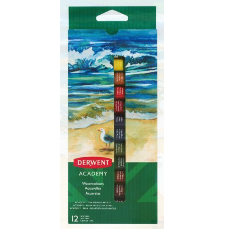 DERWENT ACADEMY WATERCOLOUR PAINT SET 12 X 12ML