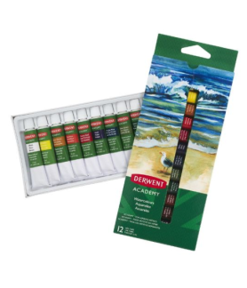 DERWENT ACADEMY WATERCOLOUR PAINT SET 12 X 12ML