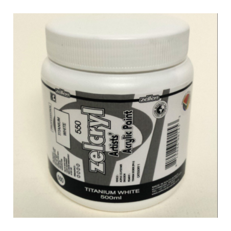 Zellen Zelcryl Acrylic Paint - Titanium White 500ml