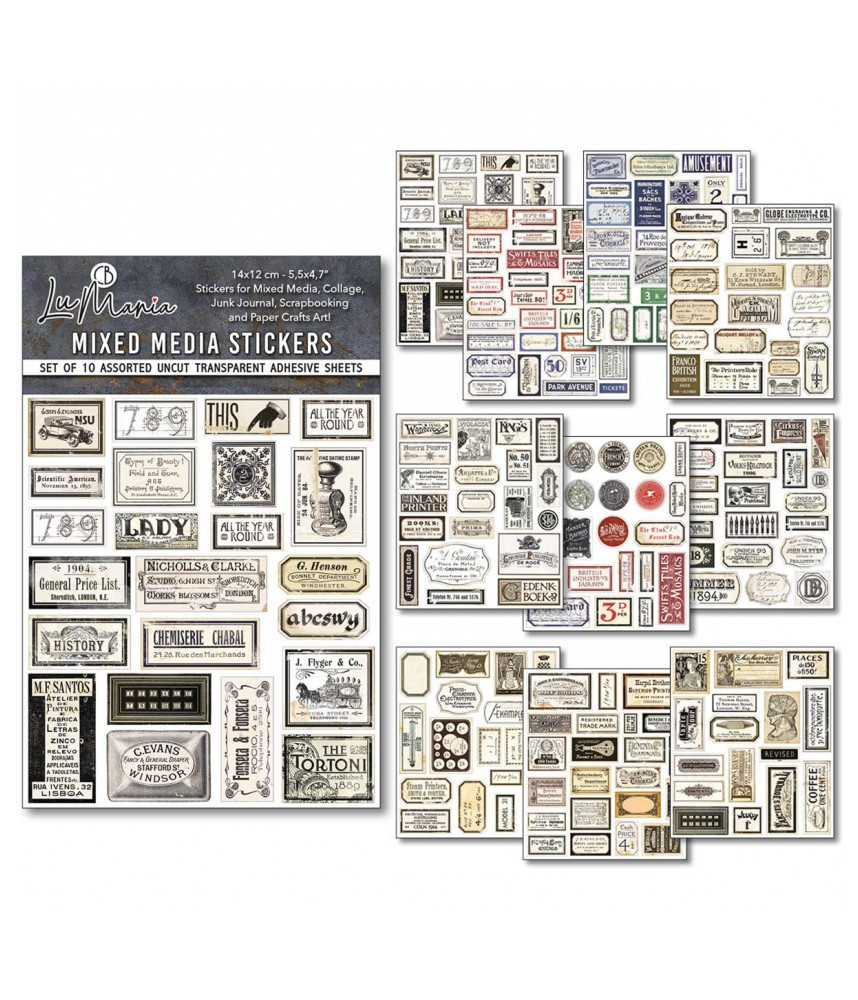 Vintage scripts Sticker Set 10/Pkg