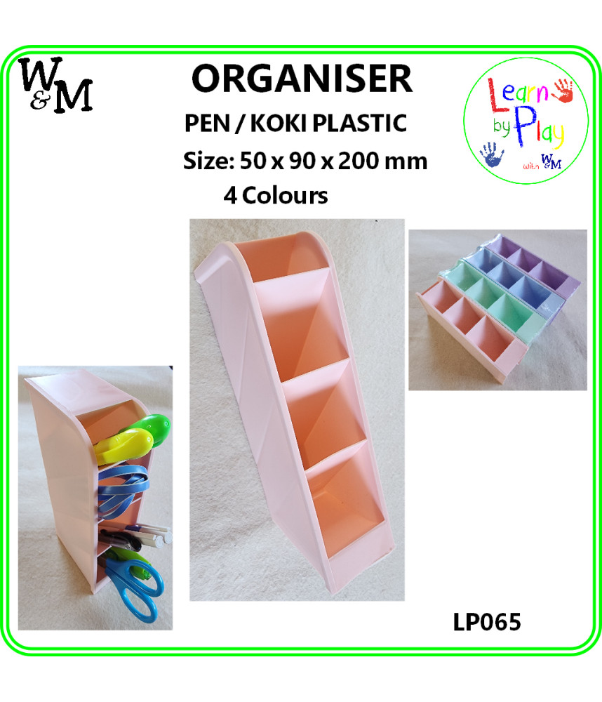 W&M Plastic Organiser for Koki/Pens Assorted Colours 50x90x200mm