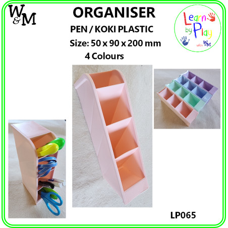 W&M Plastic Organiser for Koki/Pens Assorted Colours 50x90x200mm
