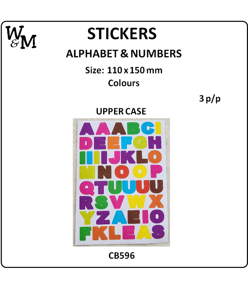 W&M Sticker ALPHABET UPPER CASE Colours x 3 p/p