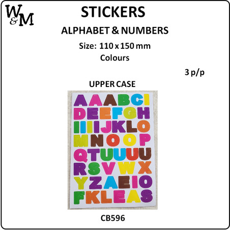 W&M Sticker ALPHABET UPPER CASE Colours x 3 p/p