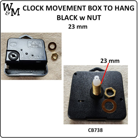 W&M Clock MOVEMENT Box Hang with Nut 23 mm