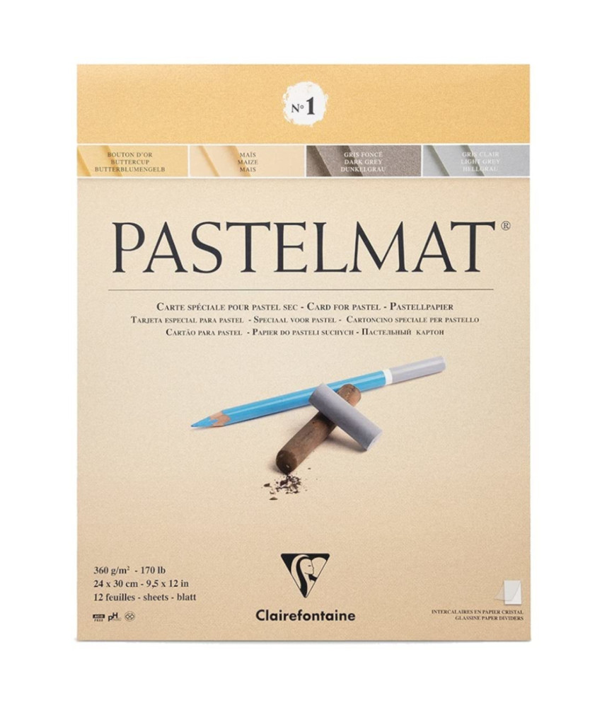 Clairefontaine Pastelmat No.1 Pad 18 x 24 cm 7x 9.5 inches 360gsm 12 Sheets