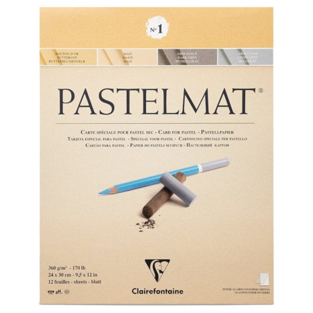 Clairefontaine Pastelmat No.1 Pad 18 x 24 cm 7x 9.5 inches 360gsm 12 Sheets