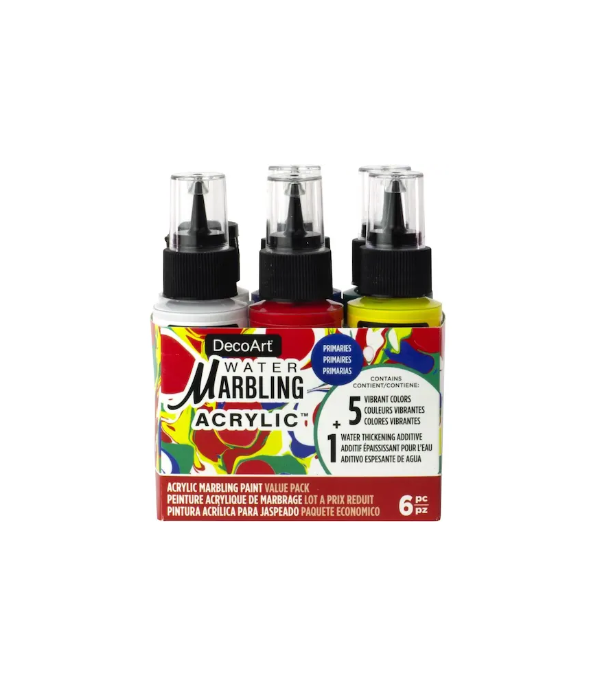 DecoArt Water Marbling Acrylic Paint 2oz (59ml) 6pcs - Primaries