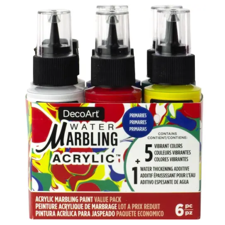 DecoArt Water Marbling Acrylic Paint 2oz (59ml) 6pcs - Primaries