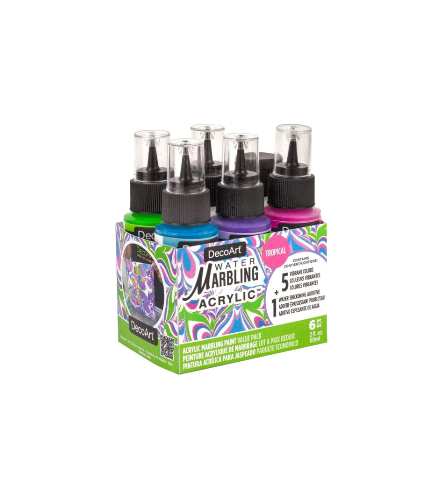DecoArt Water Marbling Acrylic Paint 2oz (59ml) 6pcs - Tropical