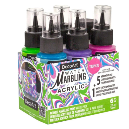 DecoArt Water Marbling Acrylic Paint 2oz (59ml) 6pcs - Tropical