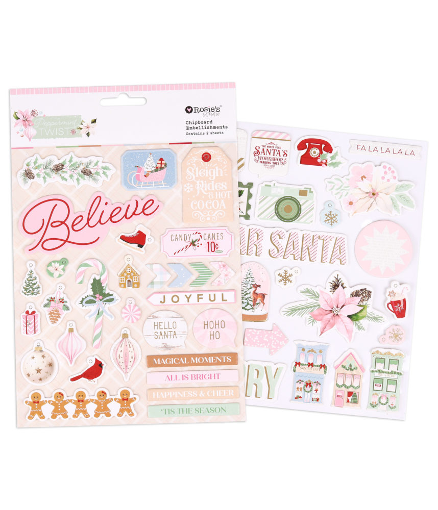 Rosie Studio- Peppermint Twist Chipboard Stickers