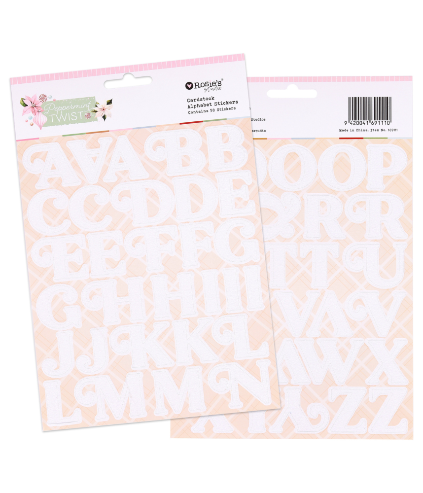 Rosies Studio- Peppermint Twist Cardstock Glitter Alphabet