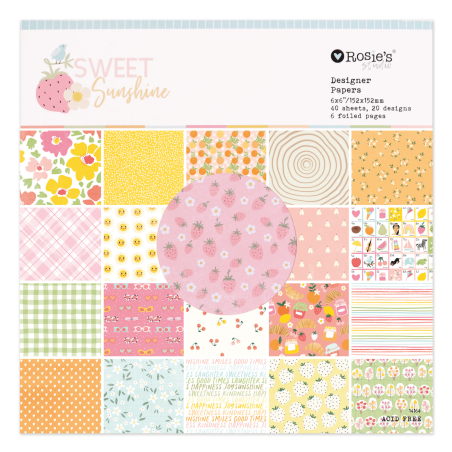 Rosies's Studio- Sweet Sunshine 6x6 Designer Paper Pack (40 Single Sided Sheets including 3 Foiled Sheets)