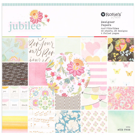 Rosie's Studio- Jubilee 6x6 Designer Paper Pack (40 Single Sided Sheets including 3 Foiled Sheets)