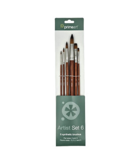 Prime Art Golden Brown Synthetic Brush 101 Set 6 Pcs