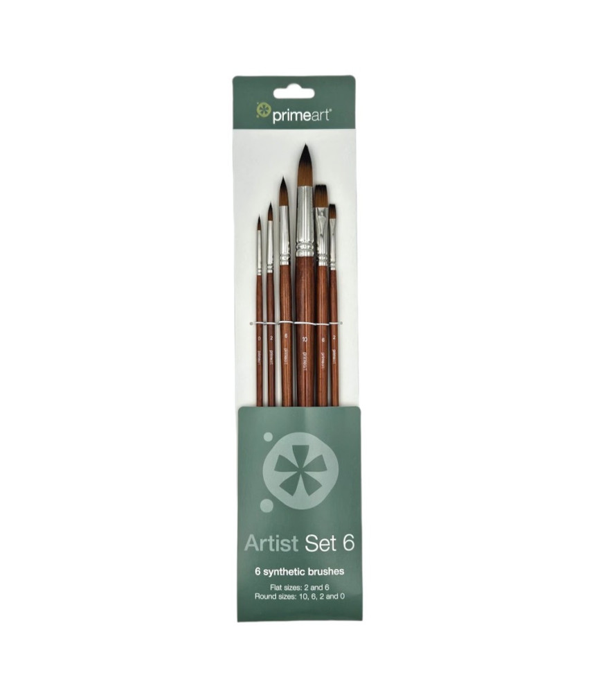 Prime Art Golden Brown Synthetic Brush 101 Set 6 Pcs