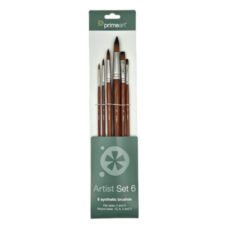 Prime Art Golden Brown Synthetic Brush 101 Set 6 Pcs