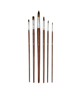 Prime Art Golden Brown Synthetic Brush 101 Set 6 Pcs