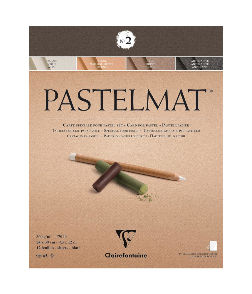 Clairefontaine Pastelmat Pads - White/Sienna/Brown/Anthracite - 30cm x 40cm