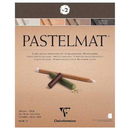 Clairefontaine Pastelmat Pads - White/Sienna/Brown/Anthracite - 30cm x 40cm
