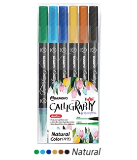 Mungyo Calligraphy Twin Tip Natural Color Set