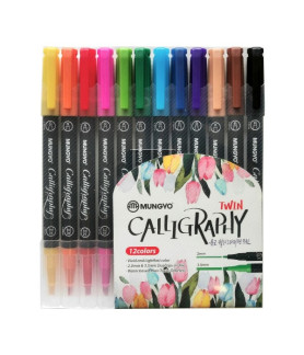 Mungyo Water-based Twin Tip Calligraphy Set 12pc