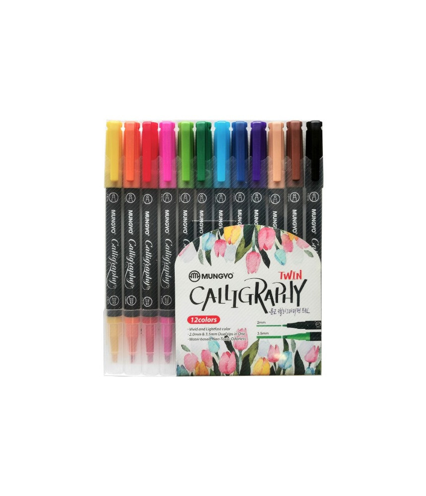 Mungyo Water-based Twin Tip Calligraphy Set 12pc
