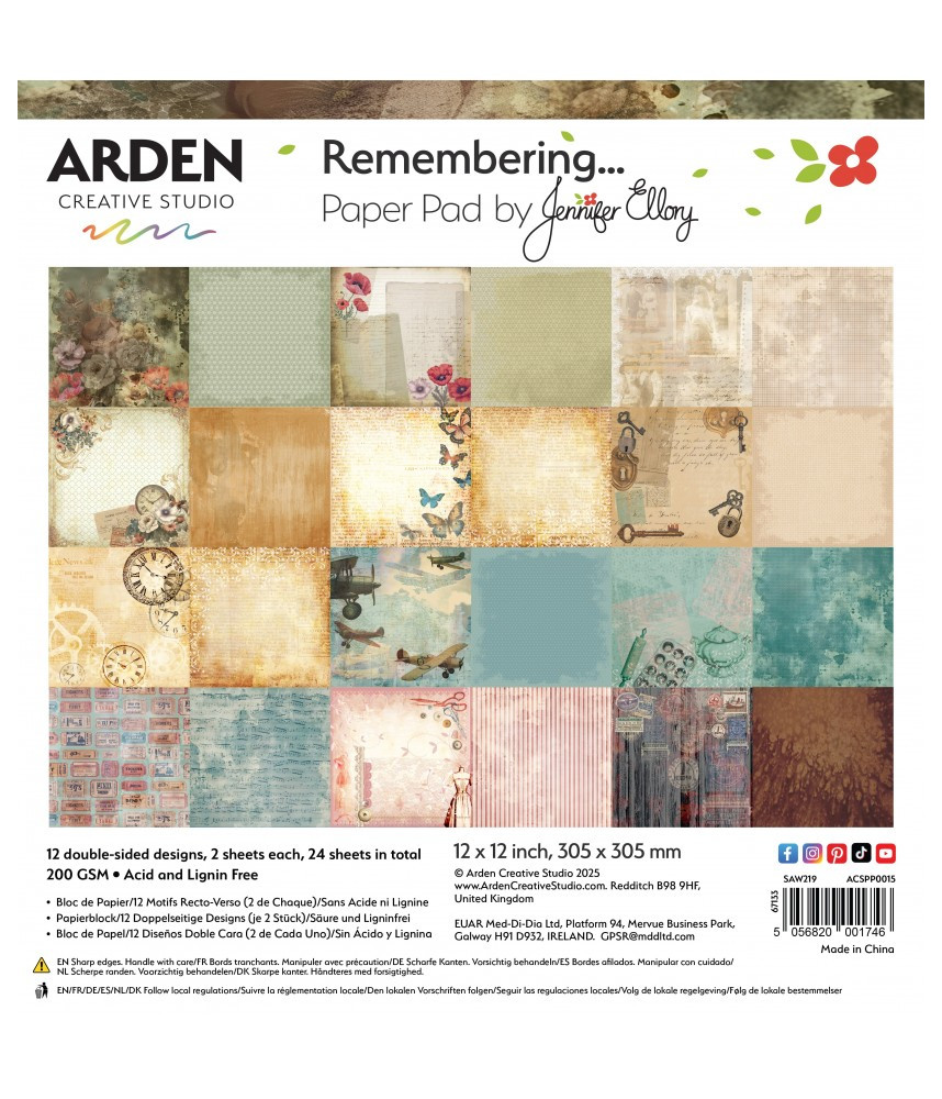 Arden 12x12 Paper Pack - Remembering