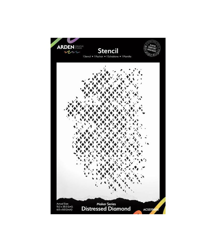 Arden Maker Series Distressed Diamond 6x8in Stencil/Mask