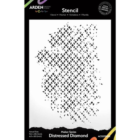 Arden Maker Series Distressed Diamond 6x8in Stencil/Mask
