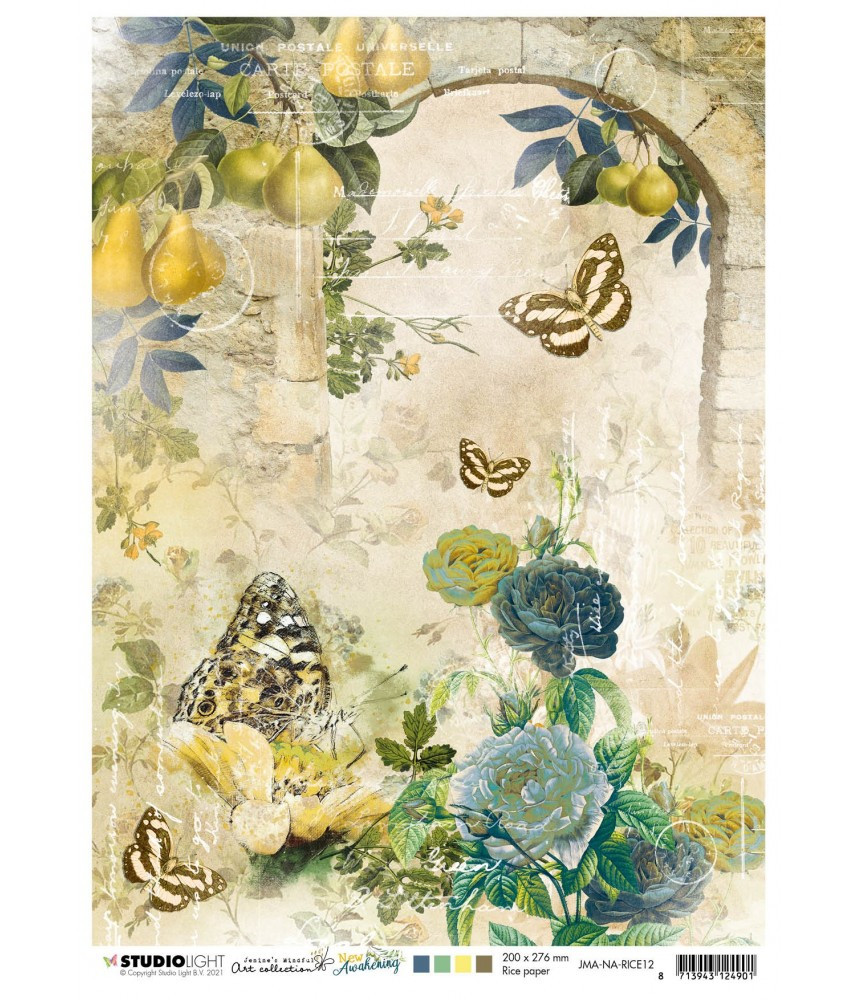 Studio Light A4 Tissue Paper Arch w. roses & Butterflies New Awakening