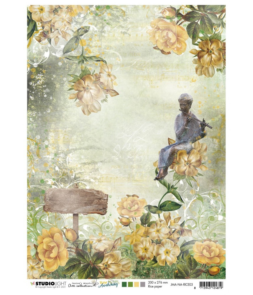 Studio Light A4 Tissue Paper Figure with Flute Flowers Sign New