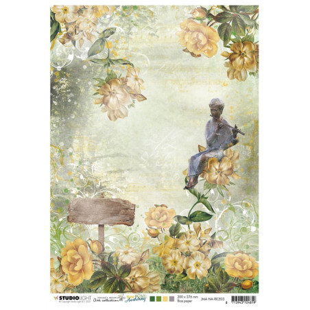 Studio Light A4 Tissue Paper Figure with Flute Flowers Sign New