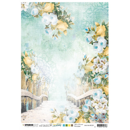 Studio Light A4 Tissue Paper Bridge/Stairs with flowers New Awak