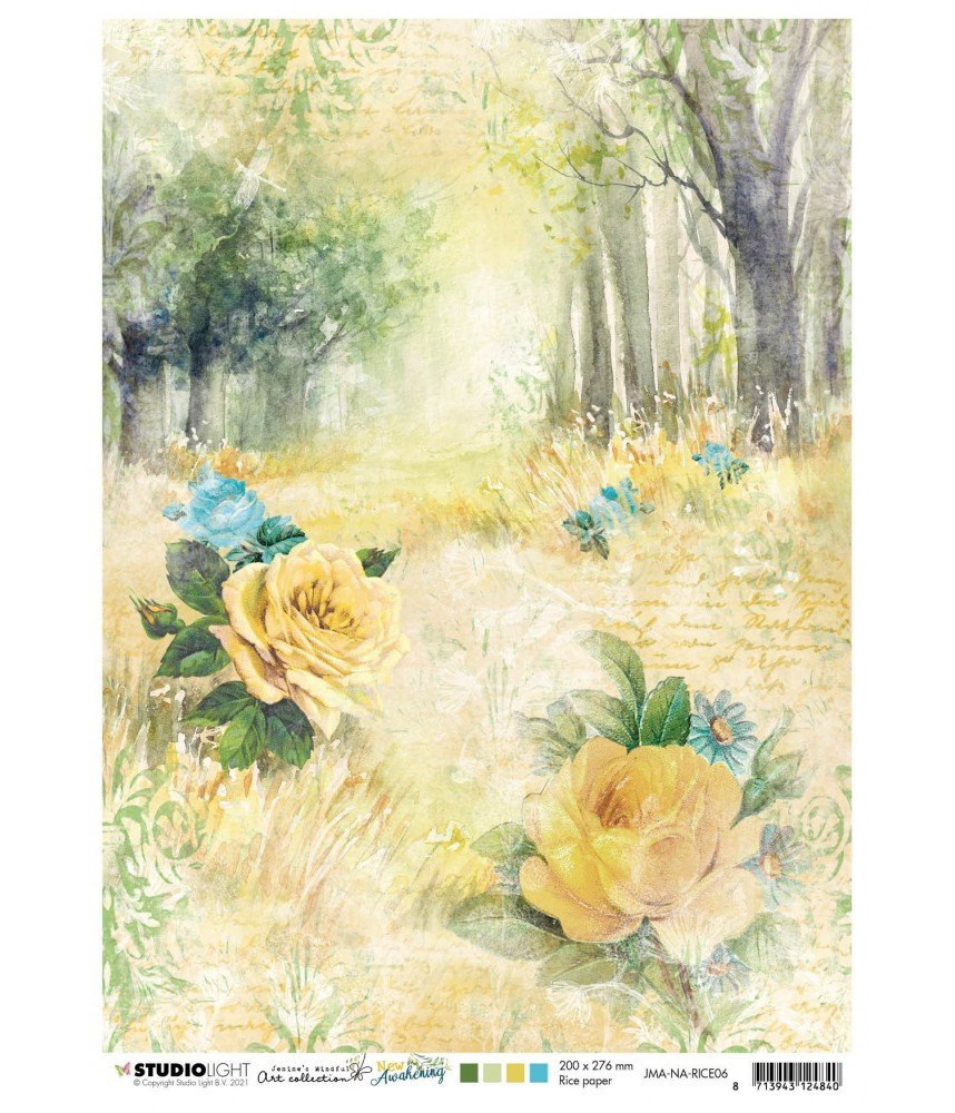 Studio Light A4 Tissue Paper Forest road & roses New Awakening