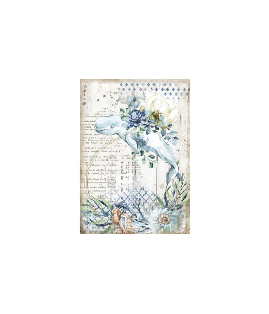 Stamperia A4 Tissue Paper - Romantic Sea Dream Whale