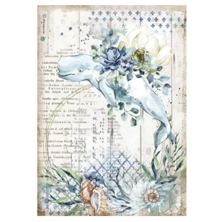 Stamperia A4 Tissue Paper - Romantic Sea Dream Whale