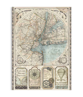 Stamperia A4 Tissue Paper - Map of New York