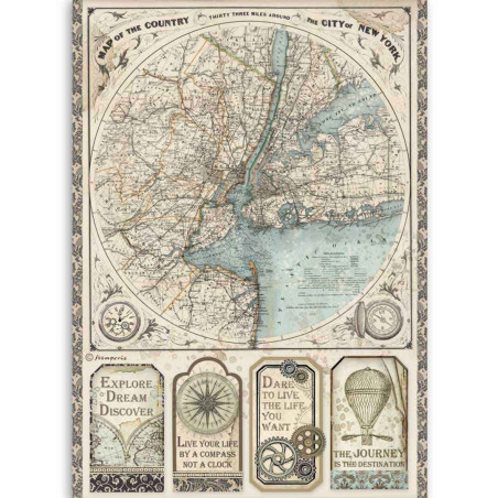 Stamperia A4 Tissue Paper - Map of New York