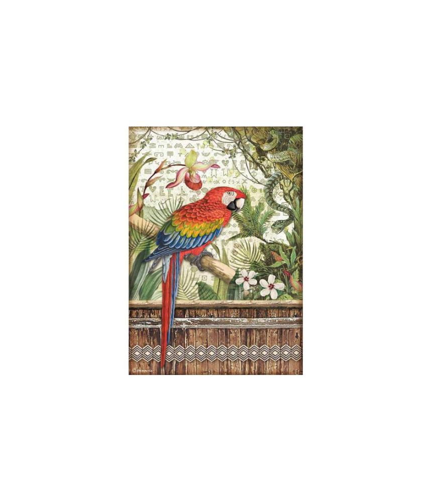 Stamperia A4 Tissue Paper  Amazonia Parrot
